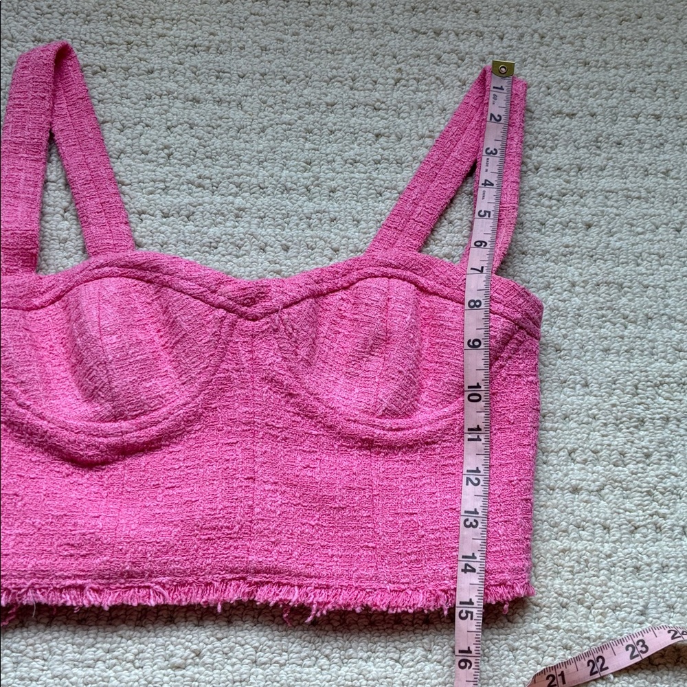 Zara Women’s Pink Textured Bustier Crop Top Size Small - Picture 10 of 11